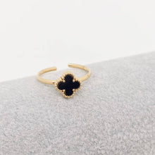Heart Shaped & Clover 18K Gold Plated Ring - White