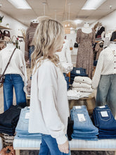 Sunday Button Ribbed Henley Long Sleeve Exposed Seam Knit Top - Oatmeal