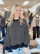 Astoria Mini Jacquard Crew Neck Knit Sweater - Black