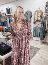 Autumn Bloom Floral Cotton Maxi Dress - Mocha Mousse
