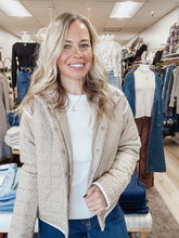 Whisper Meadow Ditsy Floral Lightweight Quilted Jacket with Piping Detail - Latte