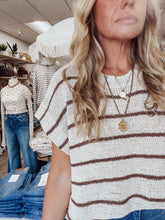 Weekend Striped Knit Sleeveless Top - Natural/Brown