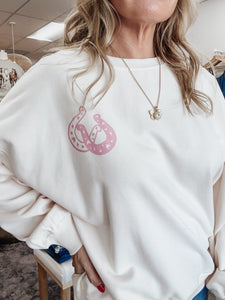Coastal Cowgirl Oversized Crew Sweatshirt - Cream