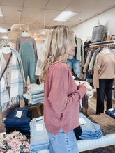 Sutton Crew Neck Pullover with Middle Seam Detail - Heather Wisteria