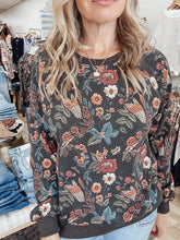 Woodland Bloom Floral Printed Sweatshirt - Charcoal