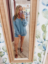 Z SUPPLY Cam Knit Denim Whipstitch Top - Santorini Indigo
