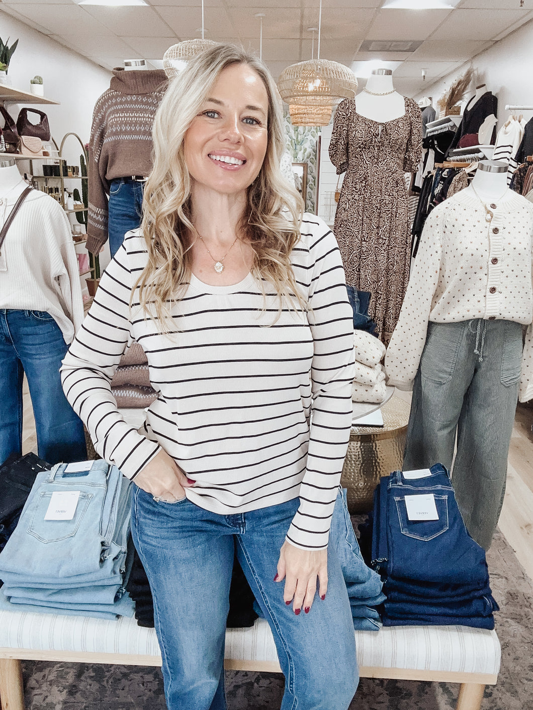 Sunday Soft Ribbed Top - Stripe
