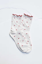 Mini Heart Ruffle Cotton Blend Socks: White/Silver