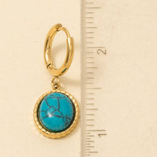 Oval Turquoise Stone Drop Earrings - Silver