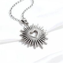 18K Gold PVD Stainless Steel Textured Sunburst Heart Charm Bar - Stainless Steel Silver