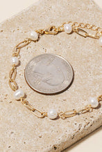 Pearl Station Beaded Chain Bracelet - Gold