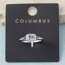 Gold Dipped Split Shank Step Cut Bezel Cz Ring: 27SILVER