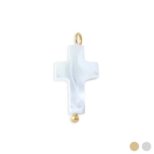 18K Gold PVD Stainless Steel Shell Cross Charm Bar Stainless - Silver
