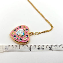 Enamel Pink Heart-shaped Locket Pendant Necklace