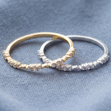 Hammered Pave Cz Eternity Band Ring: Gold