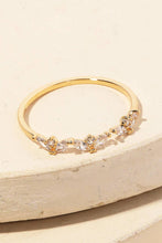 Gold Dipped Delicate Floral Rhinestone Fashion Ring - Gold