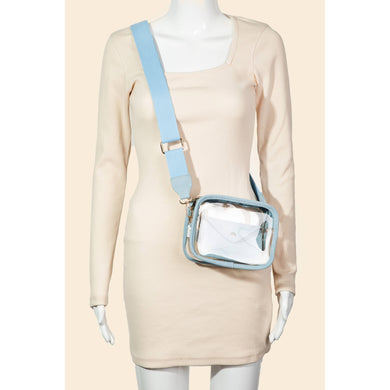 Clear Denim Trim Rectangle Crossbody Bag