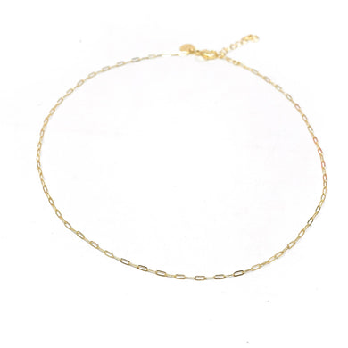 Mini Paperclip Chain Necklace | Threader Charm Bar Necklace - Gold / 14