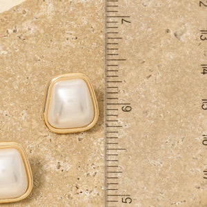 Squared Pearl Dome Stud Earrings