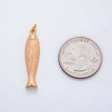 18K Gold Filled 38mm Blue, Champagne Enamel Fish Sardine Charm | AF1309: Champagne
