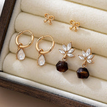 Trio Gold-Tone Floral & Drop Earring Set