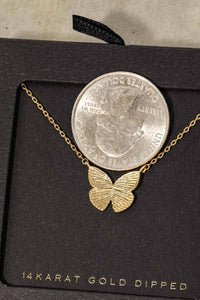 Gold Dipped Butterfly Pendant Necklace - Silver