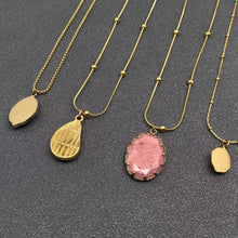 Geometric Rhodochrosite Charm 18K Golden Necklace