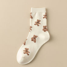 Cute Simple Brown Bear Pattern Crew Socks