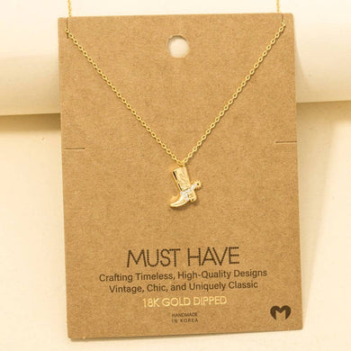 Cowboy Boots Pendant Necklace - Gold