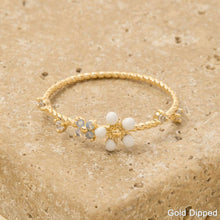 Delicate Gold Dipped Cz Enamel Flower Ring