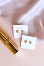 Puffed Gold Heart Earrings