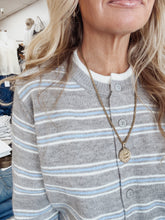 Harbor Light Cardigan - Heather Grey/Delicate Blue