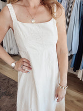 Ivory Garden Textured Floral Embroidery Ruched Strap Midi Dress - Natural