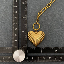 18K Golden SS Heart Charm Ot Buckle Chain Necklace