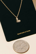 Half Cz Pave Heart Pendant Necklace - Silver