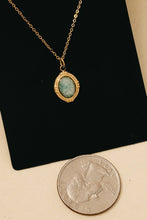 Stainless Steel Vintage Oval Stone Pendant Necklace