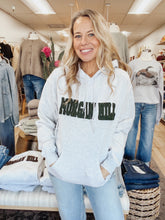 Morgan Hill Hoodie - Grey with Green Letters