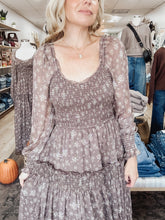 Meadow Bloom Smocked Floral Maxi Dress - Mocha Floral