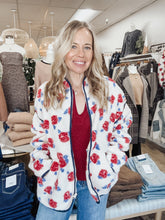 Rosewood Floral Sherpa Zip Up Jacket - Rose