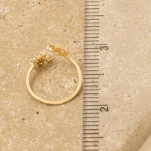 Gold Dipped Cz Flower Leaf Open Ring - Gold