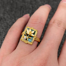 Vintage Oil Painting Style Flower 18K Gold Plated Ring
