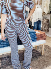 Collins Fleece Pants - Dusty Blue/Brown
