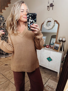 Ember V-Neck Slouch Sweater - Cocoa