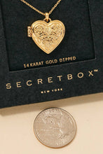 Gold Dipped Intricate Heart Locket Pendant Necklace - Gold