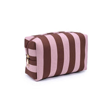 Essential Stripe Cosmetic & Travel Organizer Pouch: Red Pink