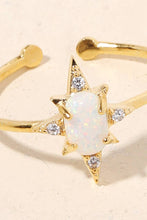 Gold Dipped Opal Star Adjustable Fashion Ring - Gold