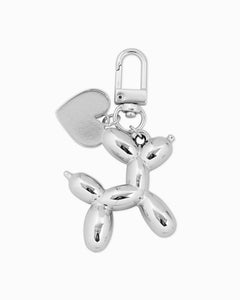 Balloon Dog Heart Bag Charm Keychain - Gold