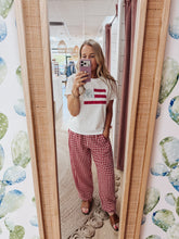 Firecracker Gingham Pattern Elastic Band Waist Pants