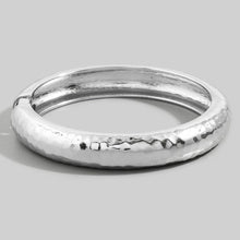 Hammered Dome Hinged Bangle Bracelet - Gold