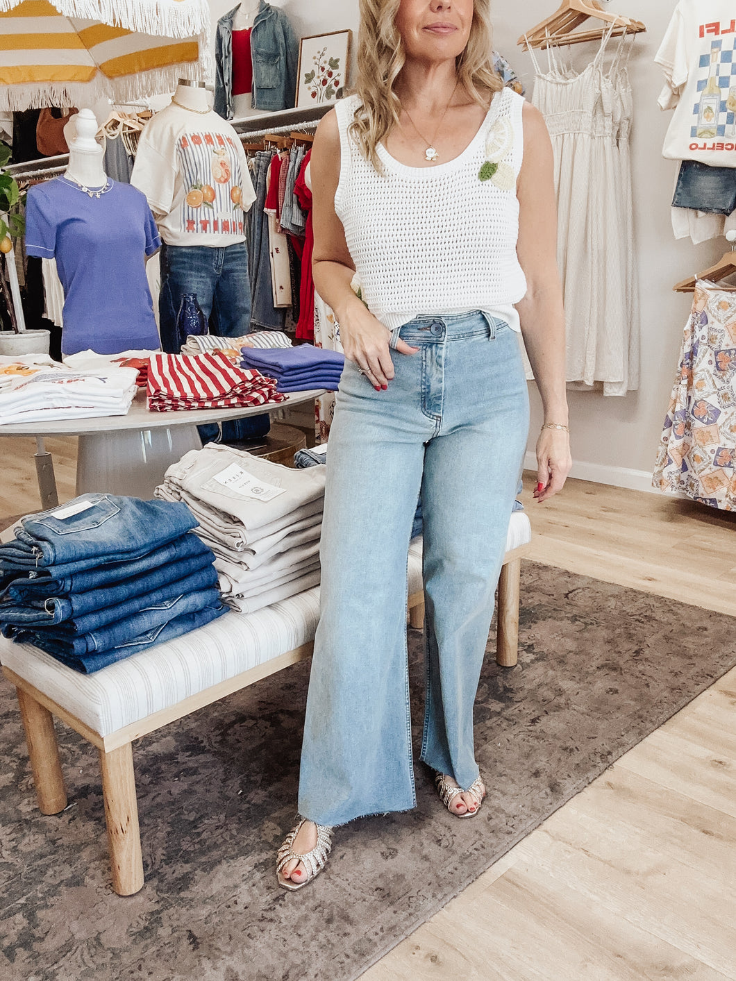 Riviera Wide Leg Denim Pants